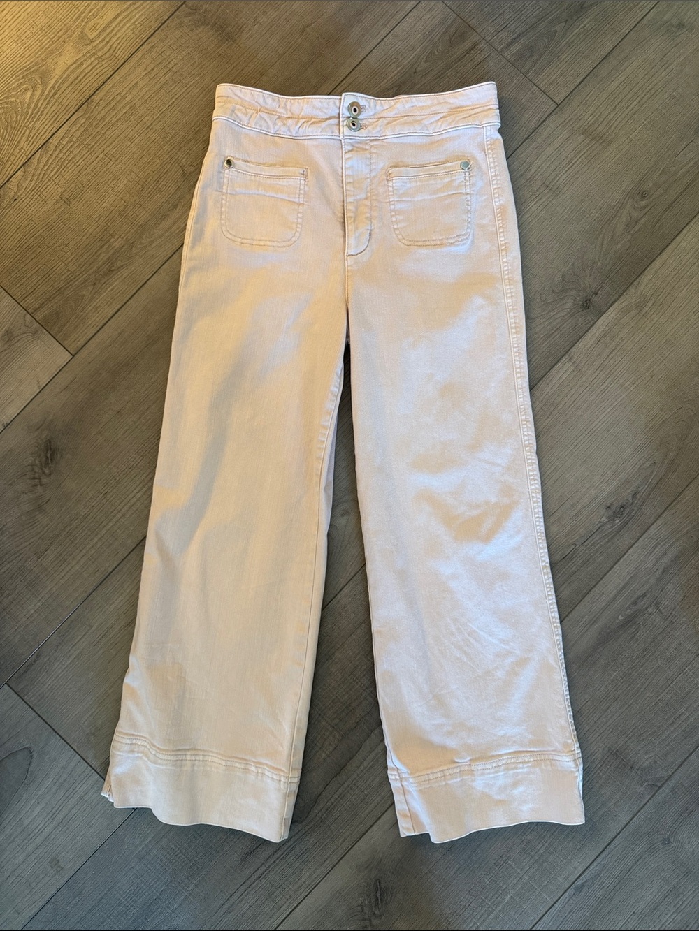 Anthropologie Maeve High Rise Wide-Leg Jeans — pale pink, size 28